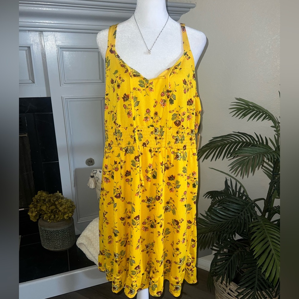 NWT Liberty Love Sunshine Yellow Floral Sundress Size 2X